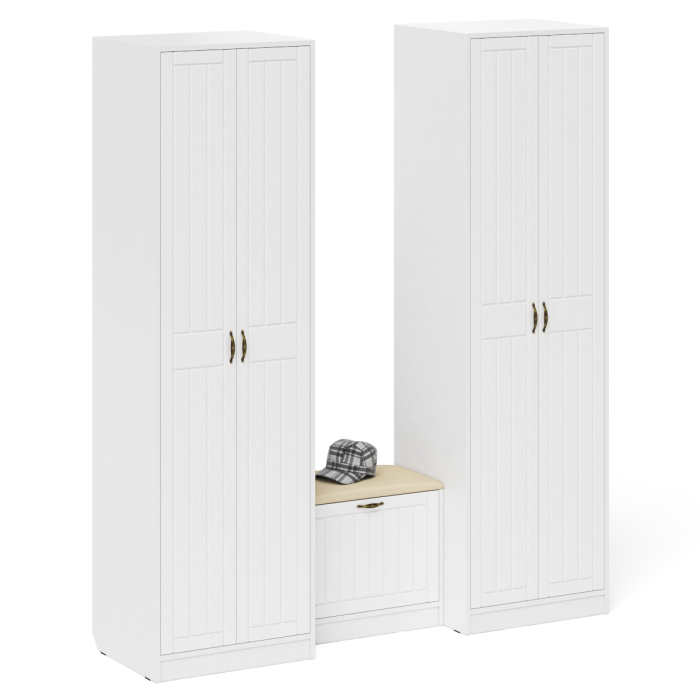 Прихожие, Два шкафа с дверками и обувница с сиденьем П-6 № 07 МДФ фрезеровка прованс