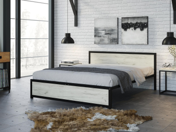 Кровать Титан Лофт 160 без ящиков (черный)