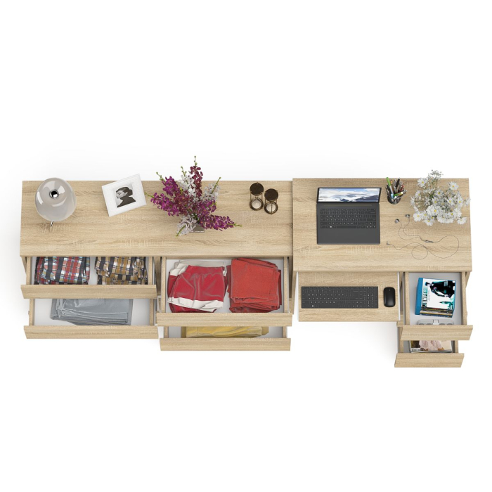 Домашние кабинеты, Комод 1380 6-ть ящиков Мори с однотумбовым столом компьютерным МС-6 правым