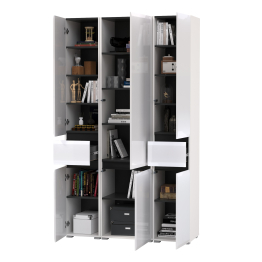 Стенка из шкафов Сидней из двух шкафов с ящиком и одного шкафа-витрины