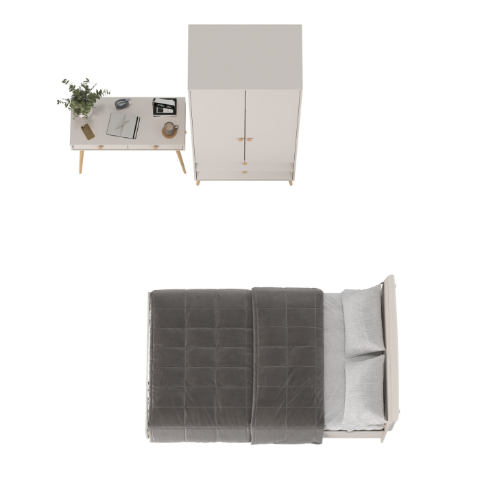 Спальные гарнитуры, Столик с кроватью на 1200 Афина и шкаф-комодом двухдверным