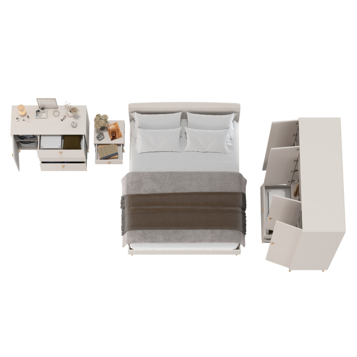 Спальные гарнитуры, Спальня Афина Сп30 с кроватью двуспальной 1600 с тумбочкой и комодом с дверкой