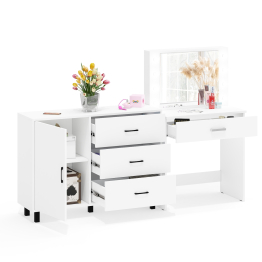 Косметический стол с подсветкой и выдвижным ящиком СТ-4 и комод 122-1204