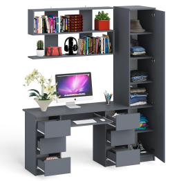 Компьютерный стол МС-2 с верхней полкой и пеналом для вещей Мори