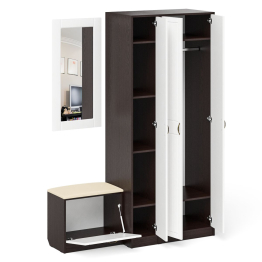 Шкаф с пеналом-500 и обувницей с сиденьем П-6 фрезеровка прованс