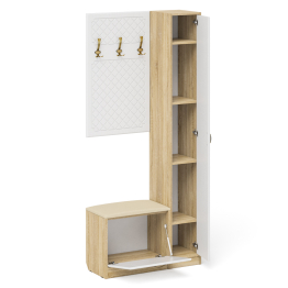 Обувница с мягким сиденьем вешалка с крючками и пенал П-6 МДФ фрезеровка ромб