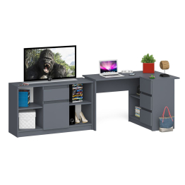 Тумба с ящиком и дверкой Мори 1204 с угловым компьютерным столом МС-16 правым