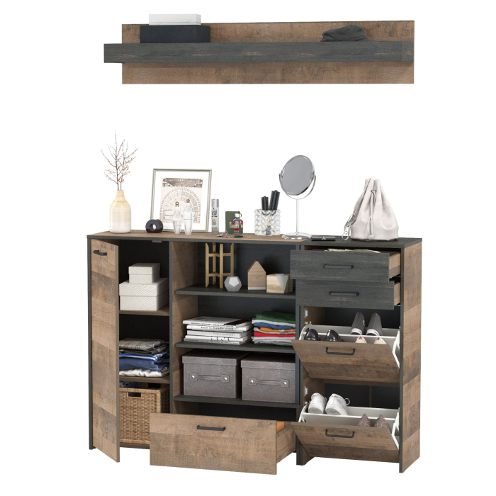 Прихожие, Обувница Трувор с широким комодом и навесной полкой