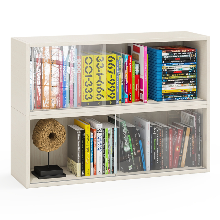 Настенные полки, Комплект из двух книжных полок со стеклом КН-01