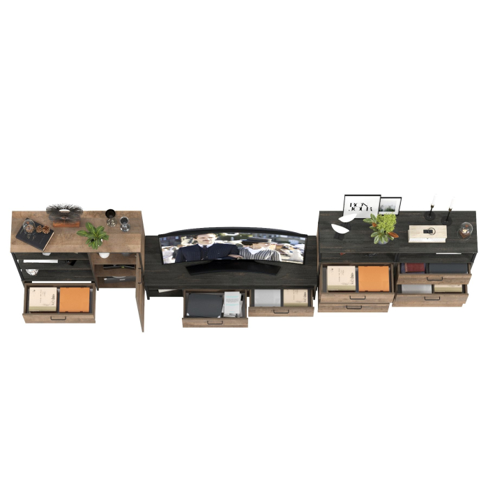 Стенки для гостиной, Набор мебели для гостиной в стиле лофт Трувор № 106 есть подсветка