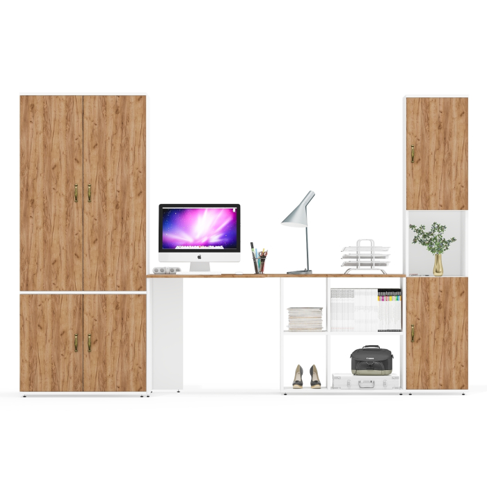 Домашние кабинеты, Мебел в кабинет Лидер-8 из шкафа 19Б со столом и пеналом с нишей