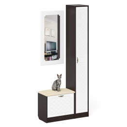 Обувница с сиденьем зеркало и пенал П-6 МДФ фрезеровка ромб