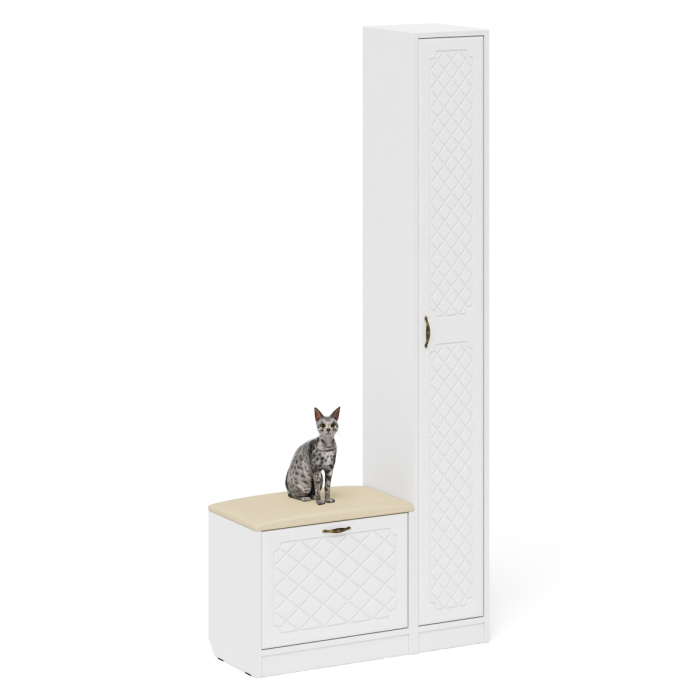 Прихожие, Обувница с мягким сиденьем и пеналом П-6 МДФ фрезеровка ромб