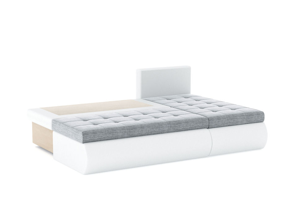 Диваны угловые в гостиную, Диван-кровать угловой Кормак без подлокотников, рогожка +кож.зам белый