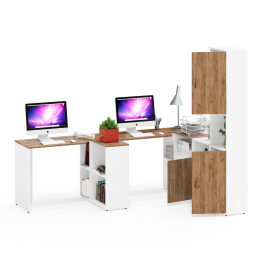 Домашний офис Лидер-8 для двоих человек из столов, пенала и тумбы.