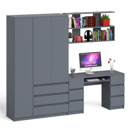 Шкаф-комод трёхдверный Мори МШ1200.1 с письменным столом и открытой книжной полкой