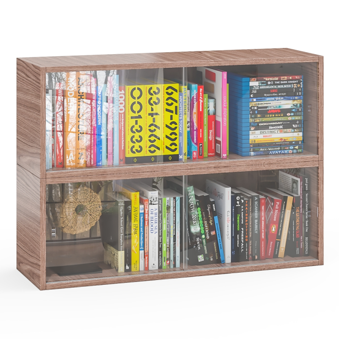 Настенные полки, Комплект из двух книжных полок со стеклом КН-01