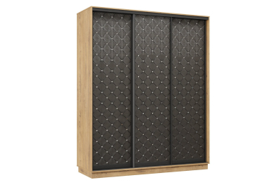 Шкаф-купе Премьер 24 (01РЧ;01РЧ;01РЧ) фасады ромб чёрный/трёхдверный/Профиль чёрный муар