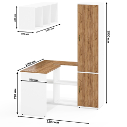 Компьютерный стол с навесной полкой и пенал 21Б Лидер-8