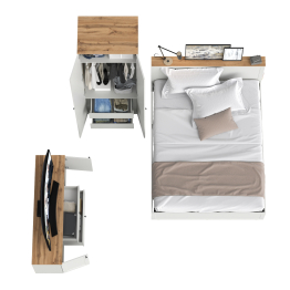 Мебель в спальню Остин из тумбы под ТВ с кроватью с ортопедом на 1600 и шкафа-комода для одежды 13.336.02