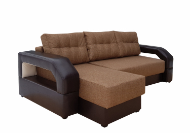 Диван угловой Манчестер 160 с подсветкой, правый, рогожка/экокожа