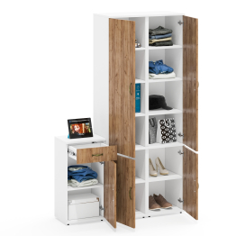 Тумбочка с ящиком и полкой за дверкой и два пенала пять полочек Лидер-8