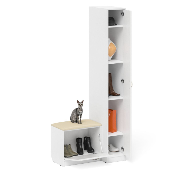 Прихожие, Пенал П-6-500 с обувницей с мягким сиденьем фрезеровка прованс