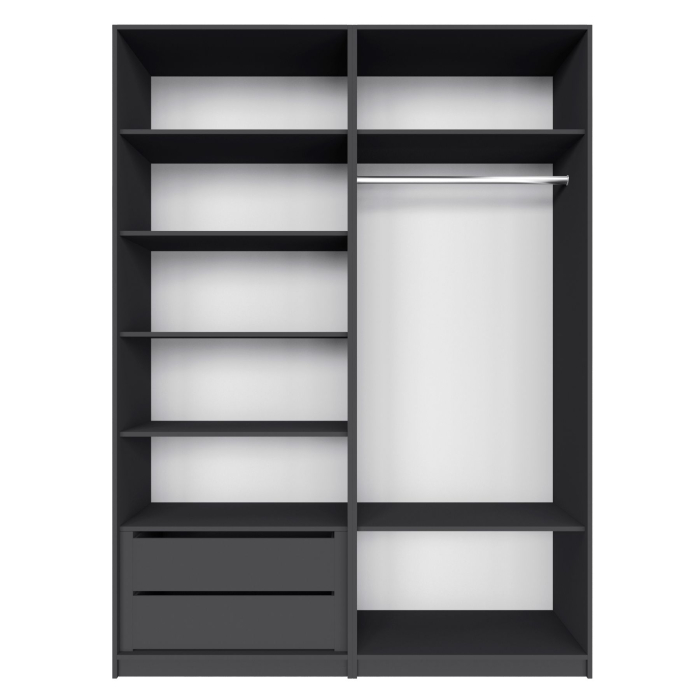 Шкафы распашные, Распашной шкаф Локер 800+800 (Гармошка с системой Push to Move/Левый) с полками и ящиками слева