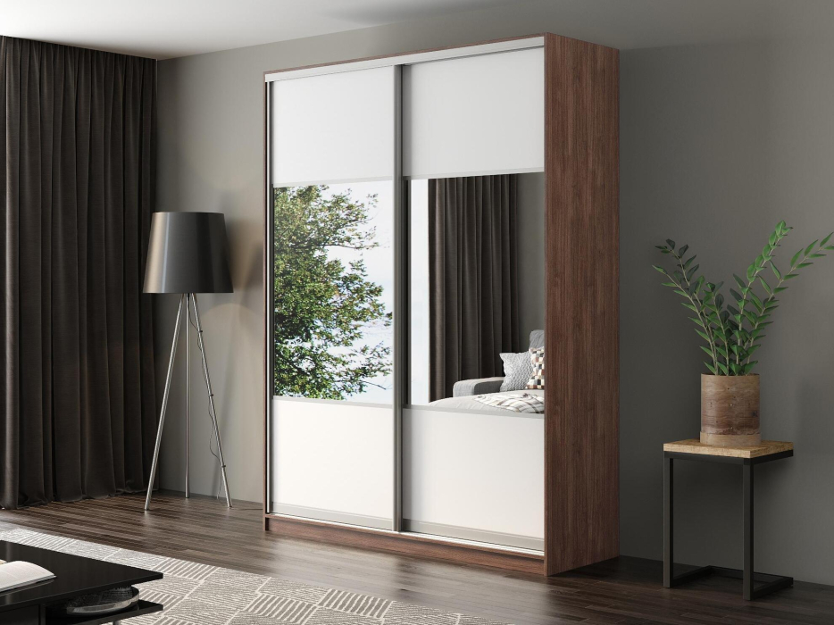 Шкафы-купе, Шкаф-купе Айсберг 180 ШАМОНИ ТЕМНЫЙ (белый/комбинированный)