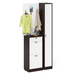 Тумба для обуви высокая с вешалкой и пеналом П-6 № 24 МДФ фрезеровка ромб