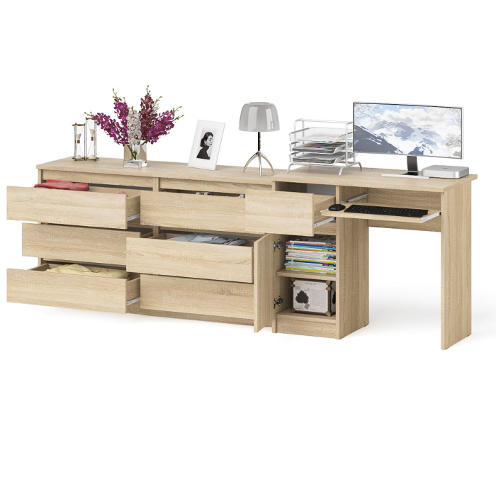 Компьютерные столы, Комод 6-ть ящиков Мори 1380 и стол компьютерный МС-1 дверка и ящик слева