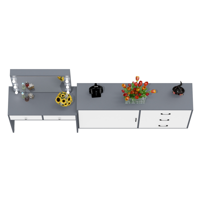 Туалетные столики, Косметический столик с лампочками СТ-5 и комод-тумба 122-1504