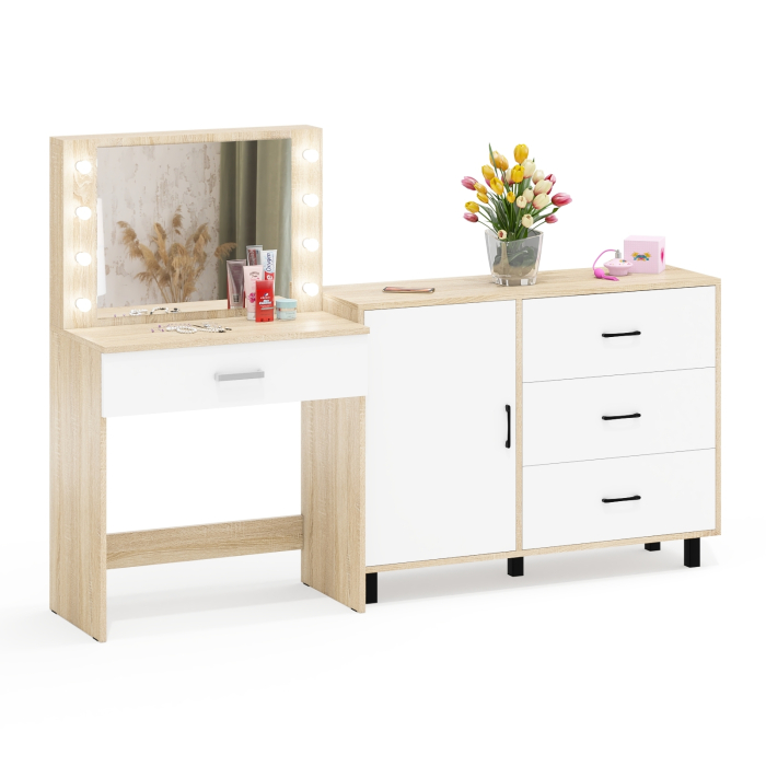 Туалетные столики, Косметический стол с подсветкой и выдвижным ящиком СТ-4 и комод 122-1204