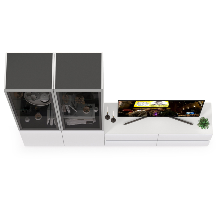 Стенки для гостиной, Стенка для гостиной со стеклянными фасадами Сидней № 11