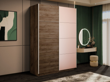 Шкаф-купе Прайм 2-х дверный ДСП/Стекло пудра/Доводчики 160х57х230