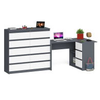 Компьютерные столы, Стол компьютерный МС-16 с тумбой справа и высокий комод на 10-ть ящиков Мори