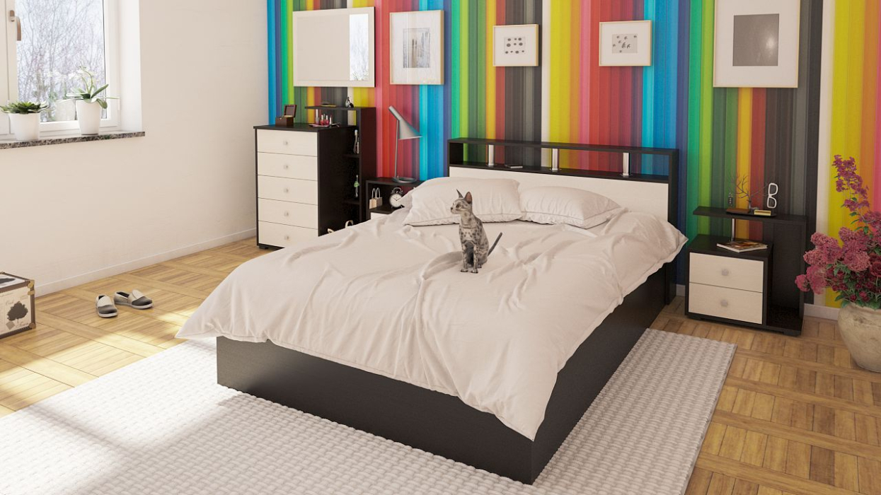 Спальные гарнитуры, Кровать Камелия 1400 с двумя прикроватными тумбами