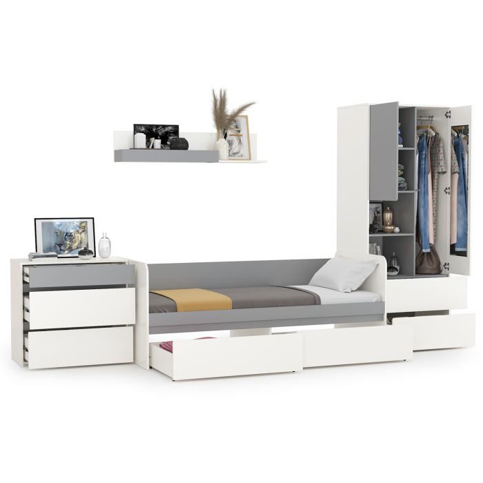 Для девочек, Мебель молодёжная с кроватью с ящиками Торонто № 19