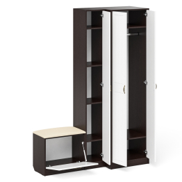 Шкаф с пеналом и обувницей с сиденьем П-6 № 25 МДФ фрезеровка прованс