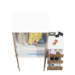 Тумбочка с тремя выдвижными ящиками и глубокий шкаф для одежды Лидер-8