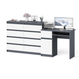 Комод на восемь ящиков Мори 1200.8 и левый компьютерный стол МС-1