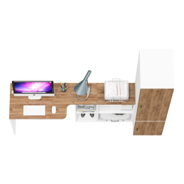 Глубокий пенал 23Б и стол компьютерный трансформер Лидер-8