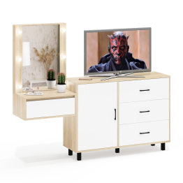 Комод с дверками и ящиками 122-1204 и косметический столик навесной с подсветкой