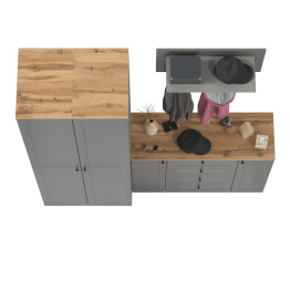 Большой комод две дверки четыре ящика с вешалкой с полкой и два шкаф-пенала Остин