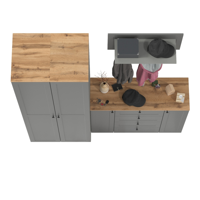 Прихожие, Большой комод две дверки четыре ящика с вешалкой с полкой и два шкаф-пенала Остин