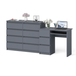 Комод Мори 1200-8 и стол компьютерный МС-6 3 ящика слева