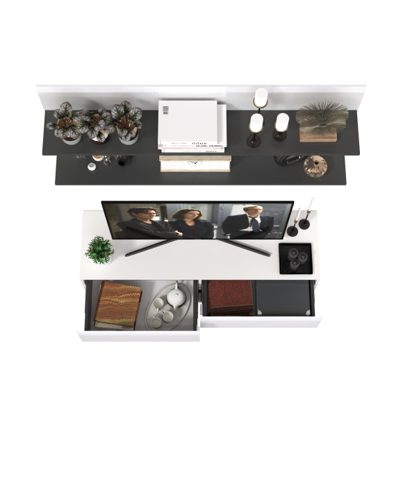 ТВ-тумбы, Две открытых полочки с тумбой для аппаратуры Сидней