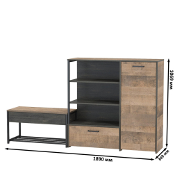 Комод с ящиком и нишами и обувница с сиденьем Трувор