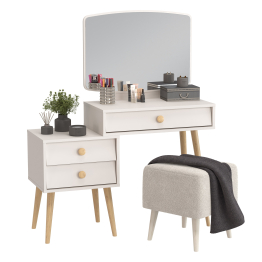 Пуфик на ножках Куби и трюмо для спальни Афина