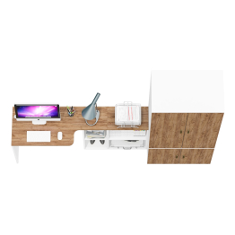 Шкаф для одежды глубокий с дверками и компьютерный стол Лидер-8